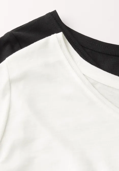 2er-Pack V-Neck T-Shirt off white/black