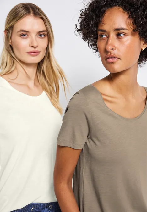2er-Pack V-Neck T-Shirt off white/safari beige