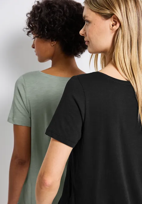 2er-Pack V-Neck T-Shirt black/dusty milky green