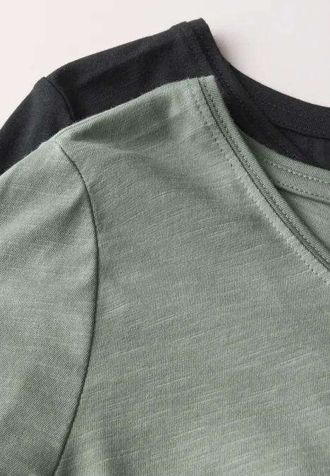 2er-Pack V-Neck T-Shirt black/dusty milky green