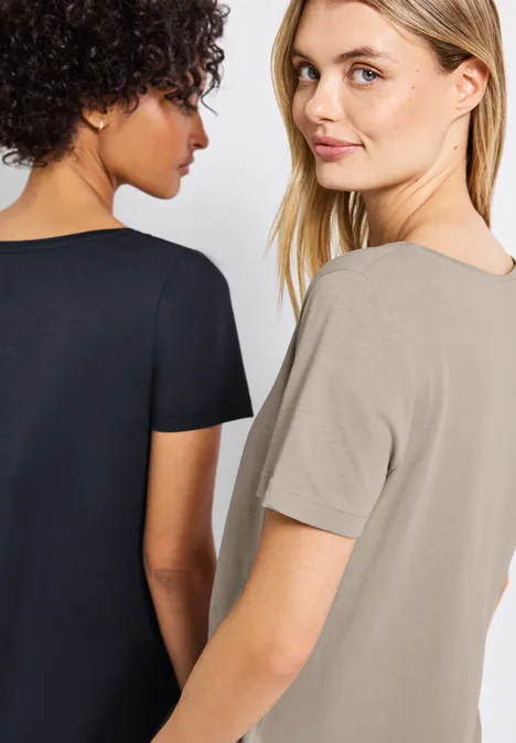 2er-Pack V-Neck T-Shirt deepwater blue/morning beige
