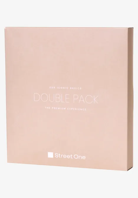 2er-Pack V-Neck T-Shirt white/dark tumbled beige