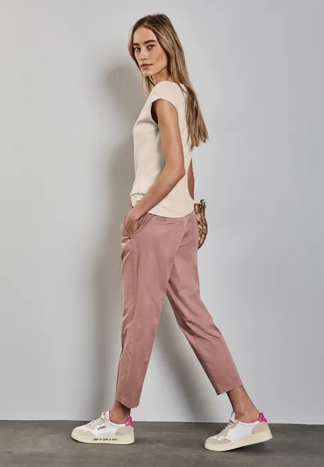 Shirt met boothals smooth sand beige