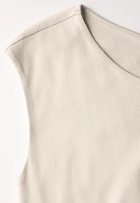 Shirt met boothals smooth sand beige