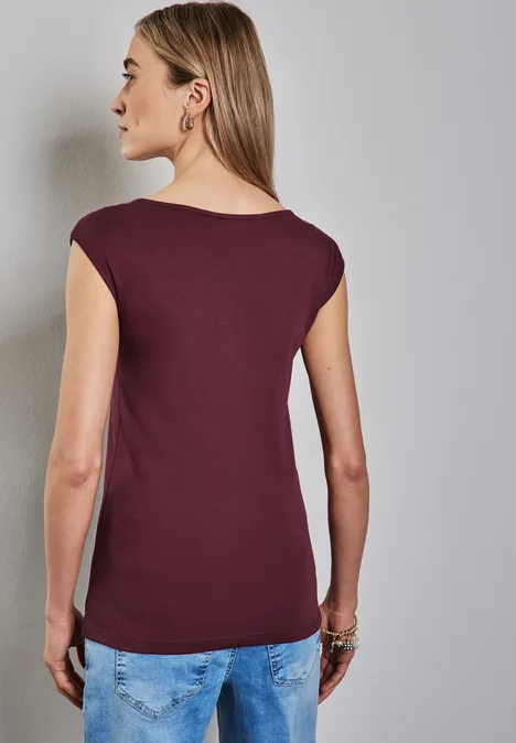 Shirt mit U-Boot-Ausschnitt dark cherry red