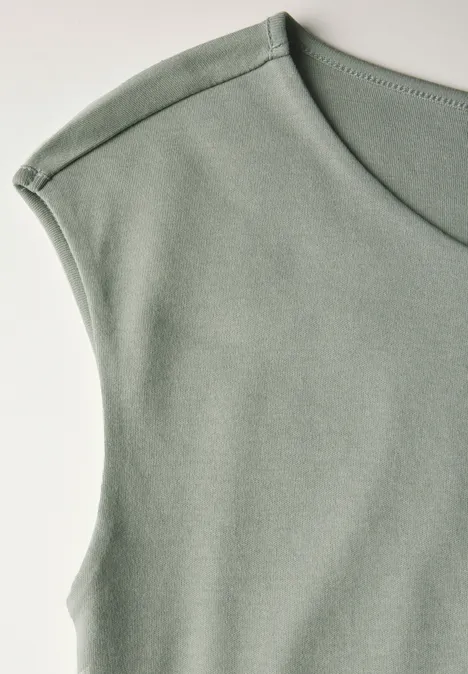 Shirt met boothals dusty milky green