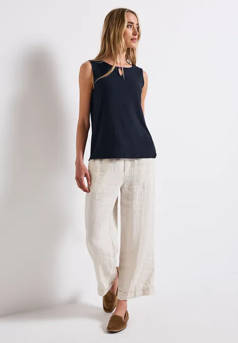 Jersey-Top mit Cut-Out deep blue