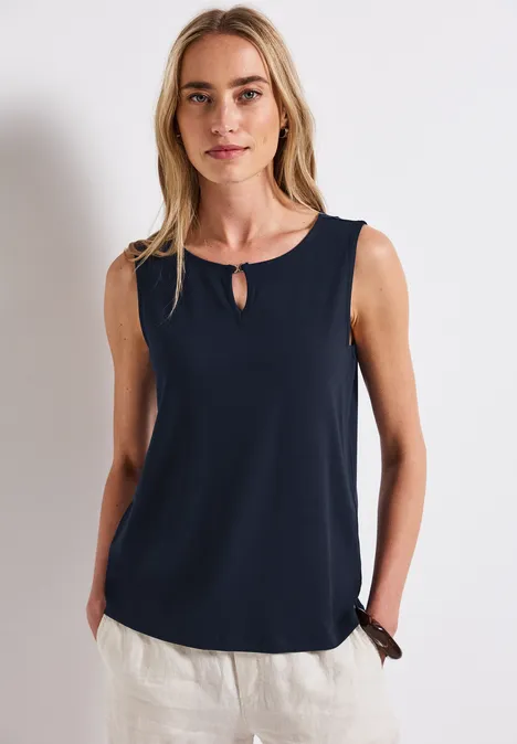 Jersey-Top mit Cut-Out deep blue