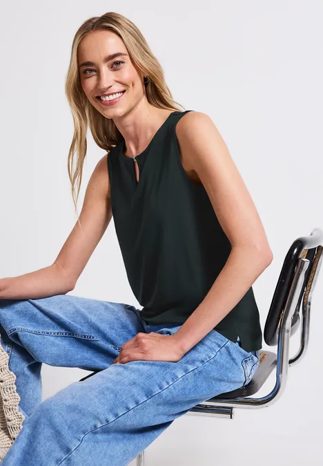 Jersey-Top mit Cut-Out pine grove green