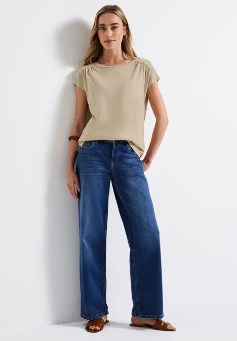 Shirt mit Raffung coastal beige