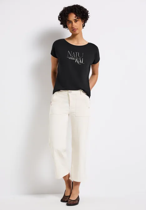 Shirt mit Glitzer-Wording Black