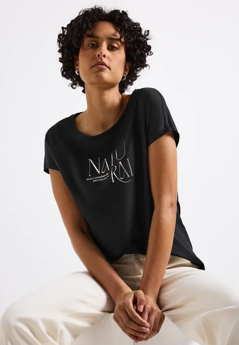 Shirt mit Glitzer-Wording Black