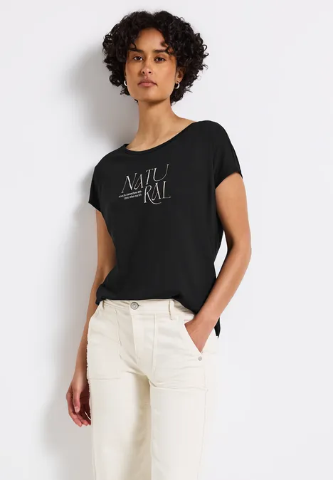 Shirt mit Glitzer-Wording Black