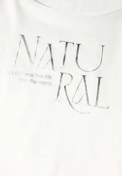Shirt mit Glitzer-Wording off white