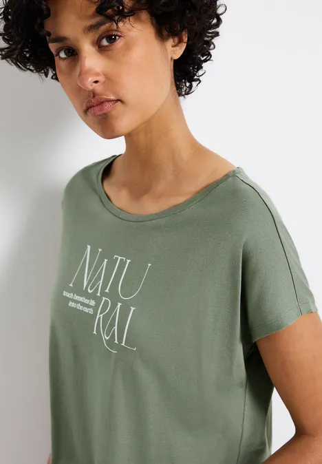 Shirt mit Glitzer-Wording dry salvia green