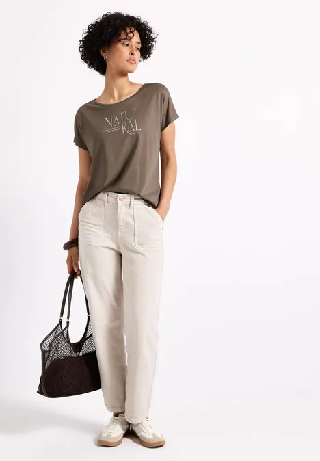 Shirt mit Glitzer-Wording mute mocha