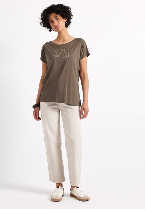 Shirt mit Glitzer-Wording mute mocha