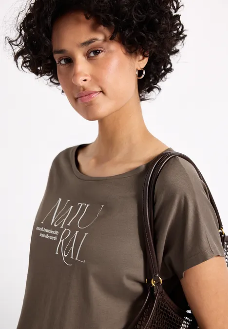 Shirt mit Glitzer-Wording mute mocha