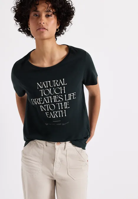 Shirt mit Wording Artwork pine grove green
