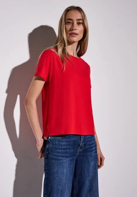 Shirt in Unifarbe glory red