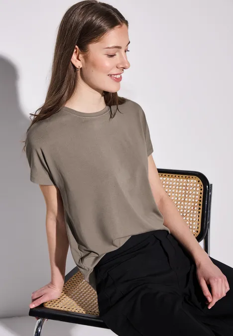 Shirt in Unifarbe stone brown