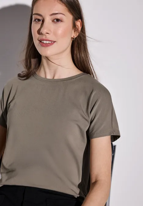 Shirt in Unifarbe stone brown