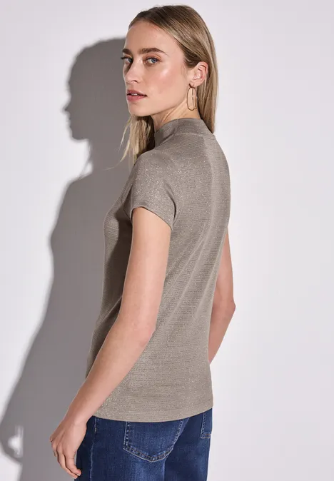 Shirt mit Glitzerstreifen vintage stone