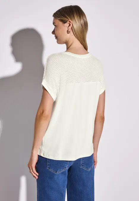 Shirt mit Lochmusterdetail off white
