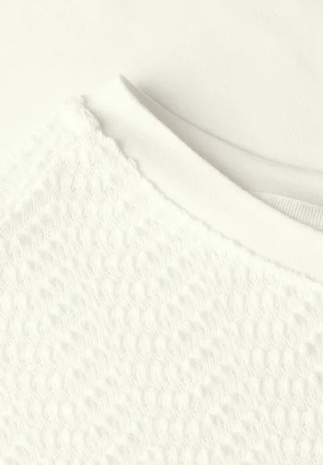 Shirt mit Lochmusterdetail off white