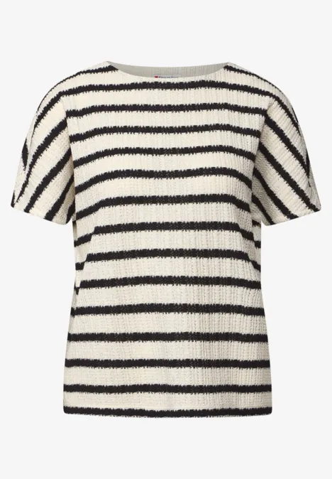 Gestreiftes Strukturshirt Black