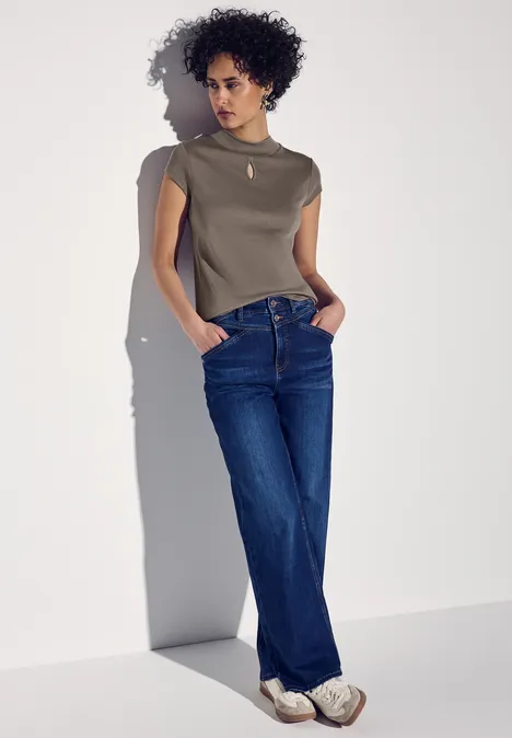 Shirt mit dezentem Cut-Out stone brown