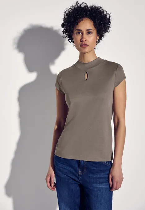 Shirt mit dezentem Cut-Out stone brown