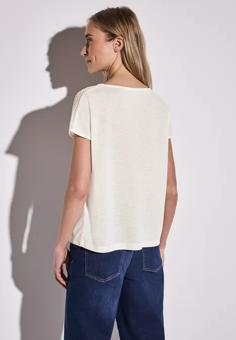 Shirt mit Spitzendetail off white