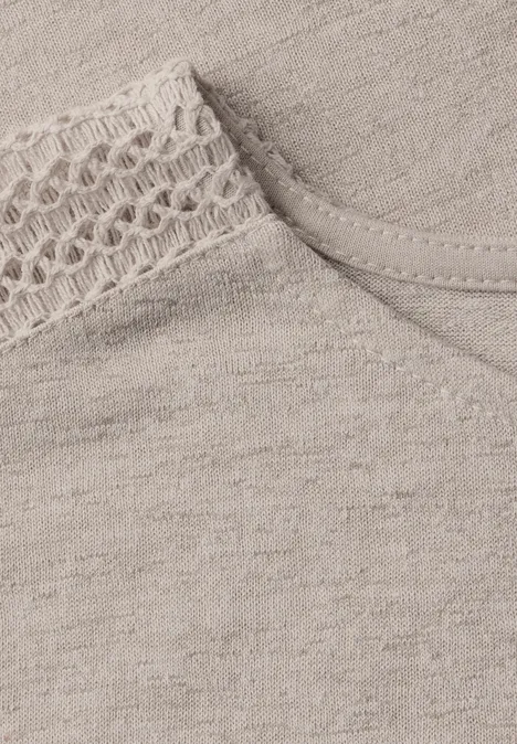 Shirt mit Spitzendetail moonstone sand