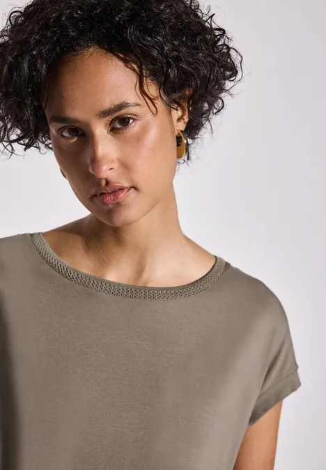Shirt mit Dekortape stone brown