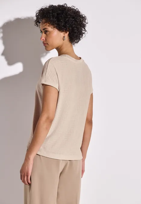 Shirt mit Streifenstruktur moonstone sand