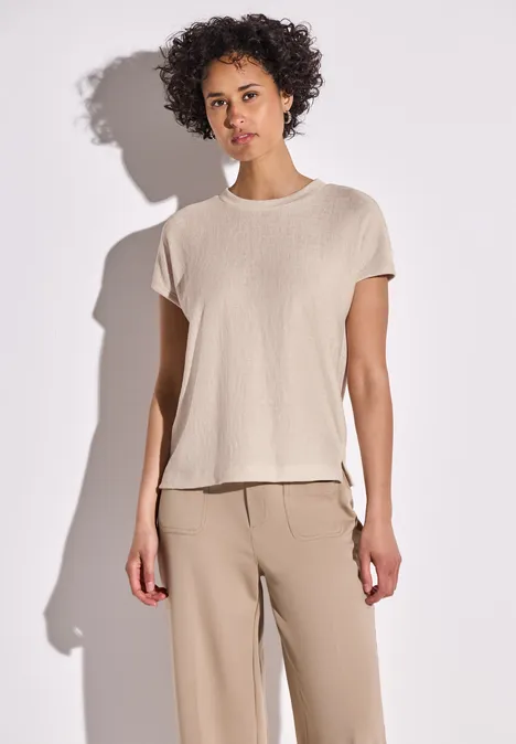 Shirt mit Streifenstruktur moonstone sand