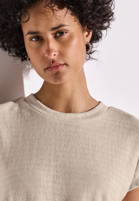 Shirt mit Streifenstruktur moonstone sand