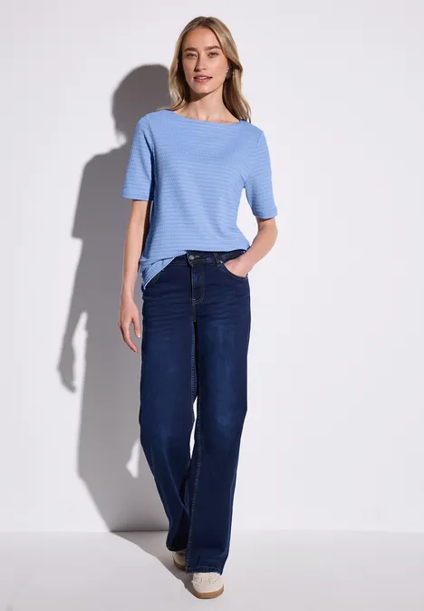 T-Shirt mit Struktur serenity blue