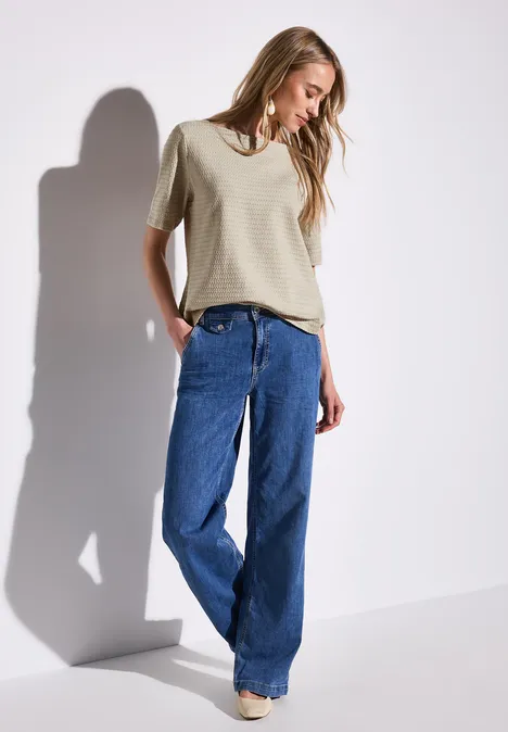 T-Shirt mit Struktur moonstone sand