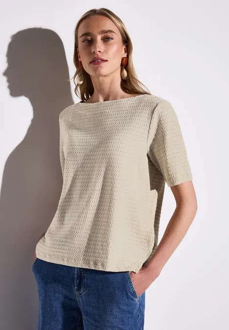 T-Shirt mit Struktur moonstone sand