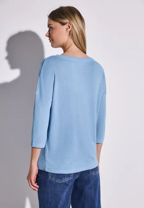 Strick-Look Shirt serenity blue