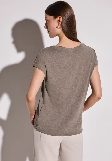 Leinen-Look Shirt stone brown