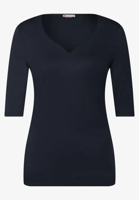 T-Shirt mit Herzausschnitt deep blue