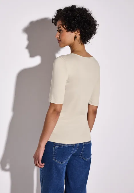 T-Shirt mit Herzausschnitt moonstone sand