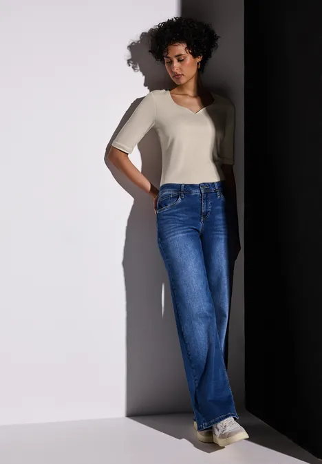 T-Shirt mit Herzausschnitt moonstone sand
