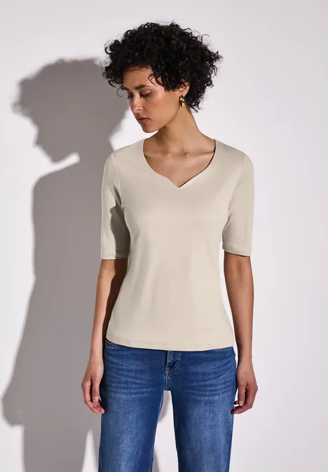 T-Shirt mit Herzausschnitt moonstone sand