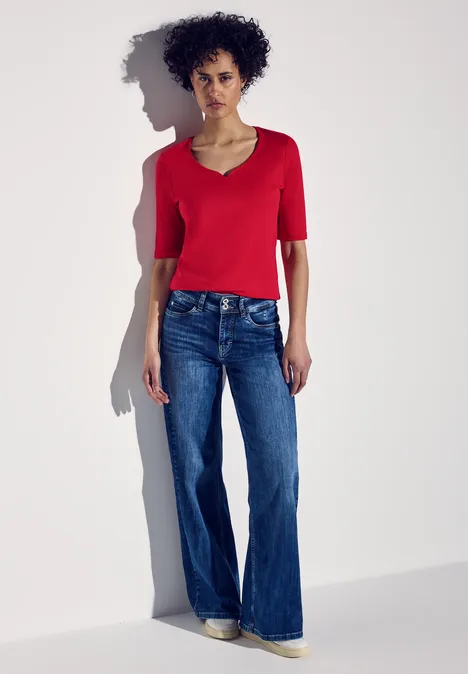 T-Shirt mit Herzausschnitt glory red