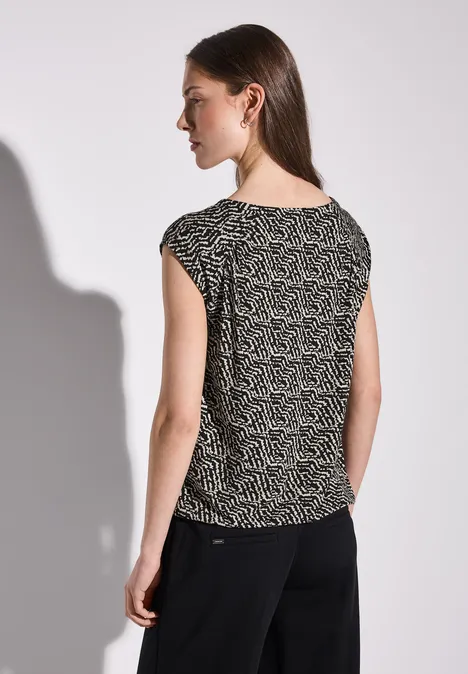 Gemustertes Jersey-Shirt Black