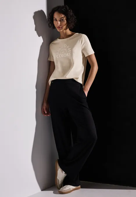 T-Shirt mit Wording smooth sand beige